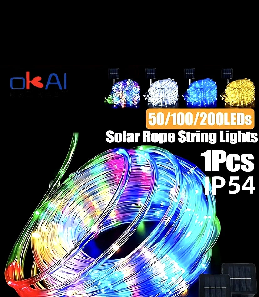 Solar Powered Weather-Proof LED Rope Lights – Outdoor Garden & Patio Lighting