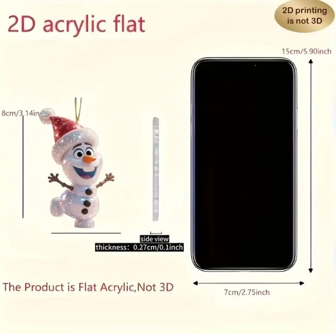 ✨ Olaf Christmas Tree Hanging Ornaments – 2D Glitter Holiday Decoration