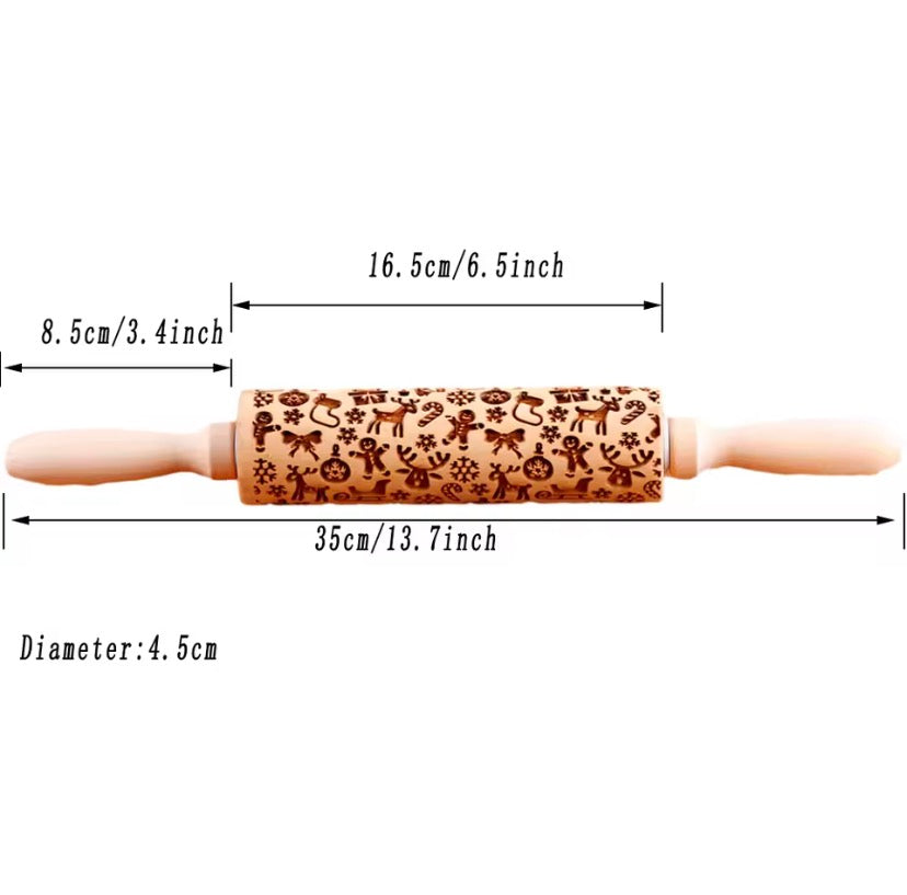 Christmas Embossing Rolling Pin