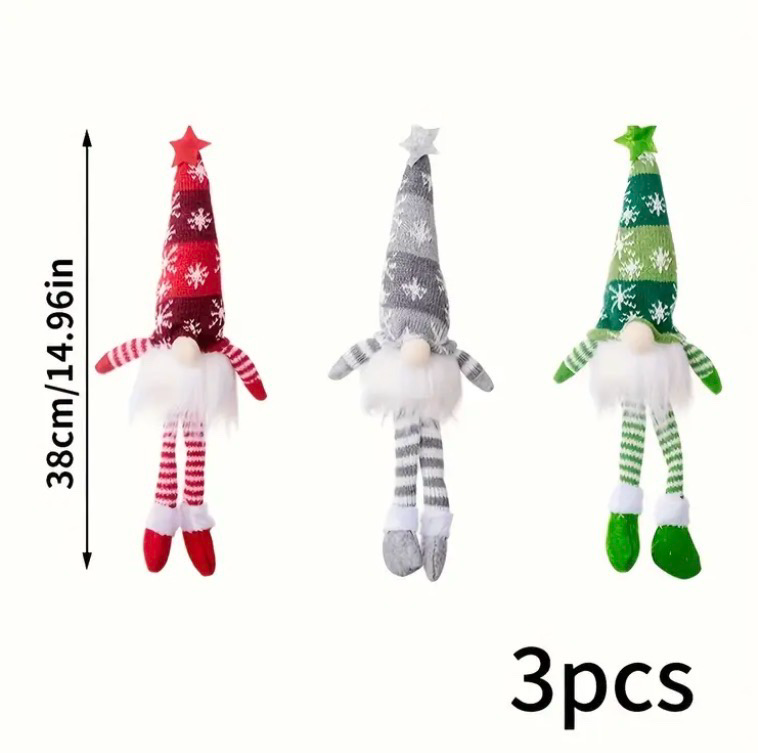 LED Sitting Christmas Gnome Plush Set (3pcs)