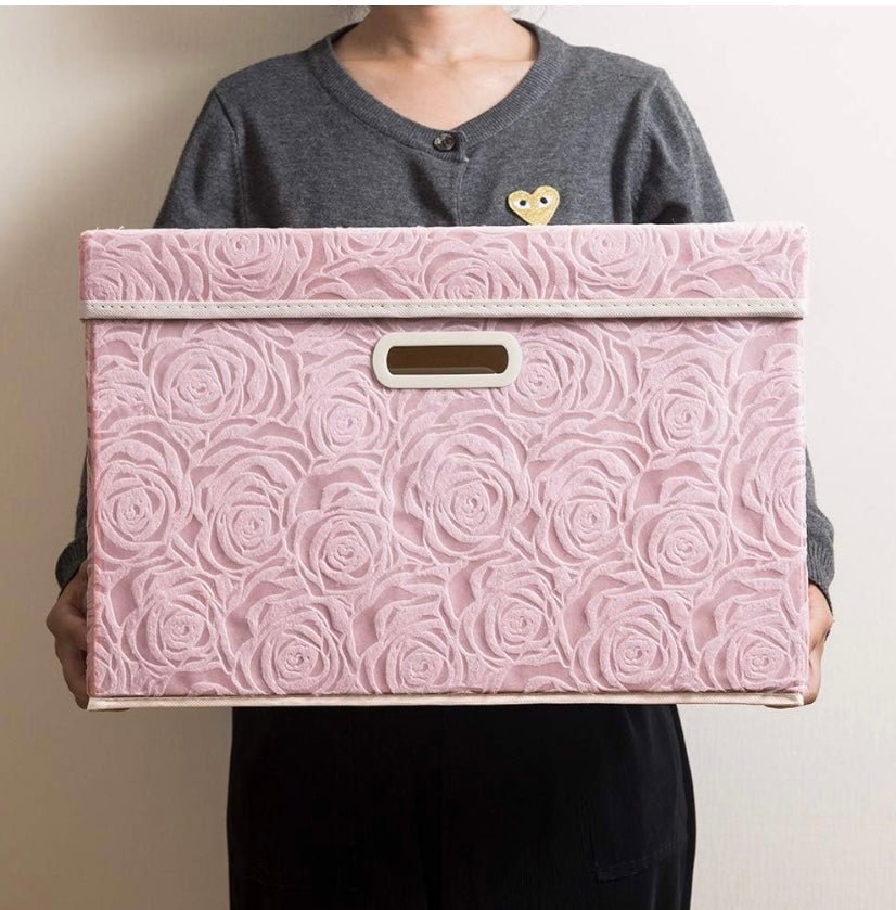 Floral Fabric Storage Box with Lid – Foldable Home Organizer - Glowonlite - Glowonlite