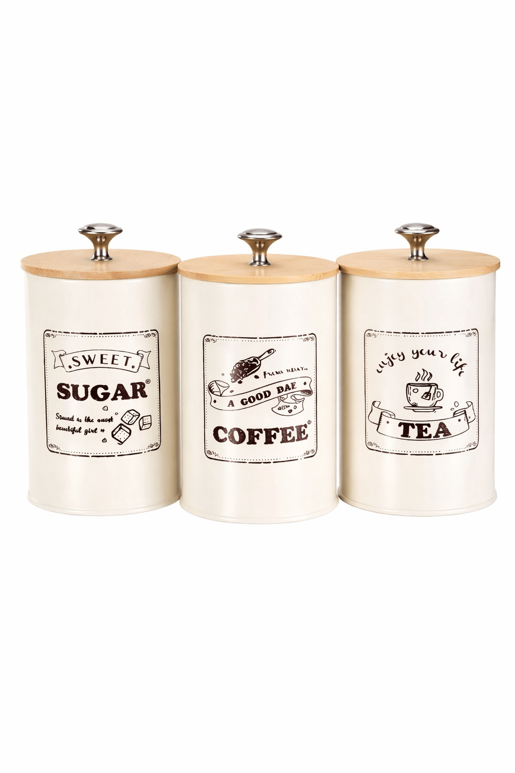 Glowonlite® Vintage Sugar, Coffee & Tea Canister Set (3 - Piece) - Glowonlite - Glowonlite