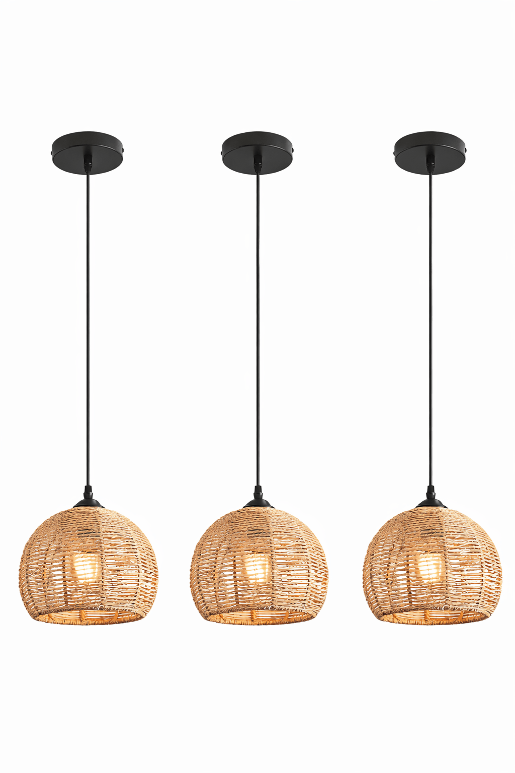 Handwoven Rattan Pendant Light – Natural Wicker Ceiling Lamp - Glowonlite - Glowonlite