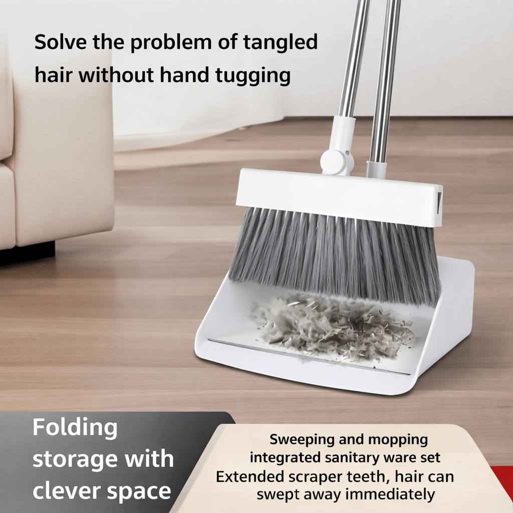 - in - 1 Upright Broom & Dustpan Set with Hidden Brush – No - Touch Hair Cleaning - Glowonlite - Glowonlite