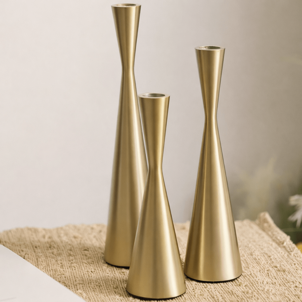 Modern Brass Taper Candle Holder – Minimalist Home Décor Accent - Glowonlite - Glowonlite