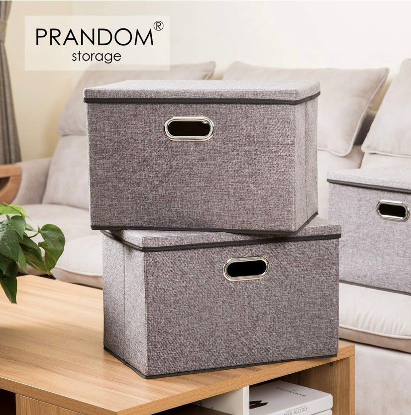 Premium Foldable Fabric Storage Box with Lid & Reinforced Handle - Glowonlite - Glowonlite