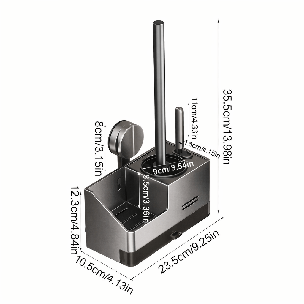Wall - Mounted Stainless Steel Toilet Brush & Cleaning Organizer Set - Glowonlite - Glowonlite