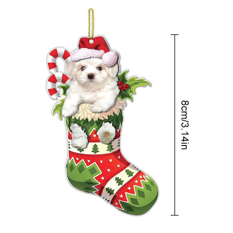 Christmas Stockings Christmas Tree Decorative Socks Dog Pendant Creative