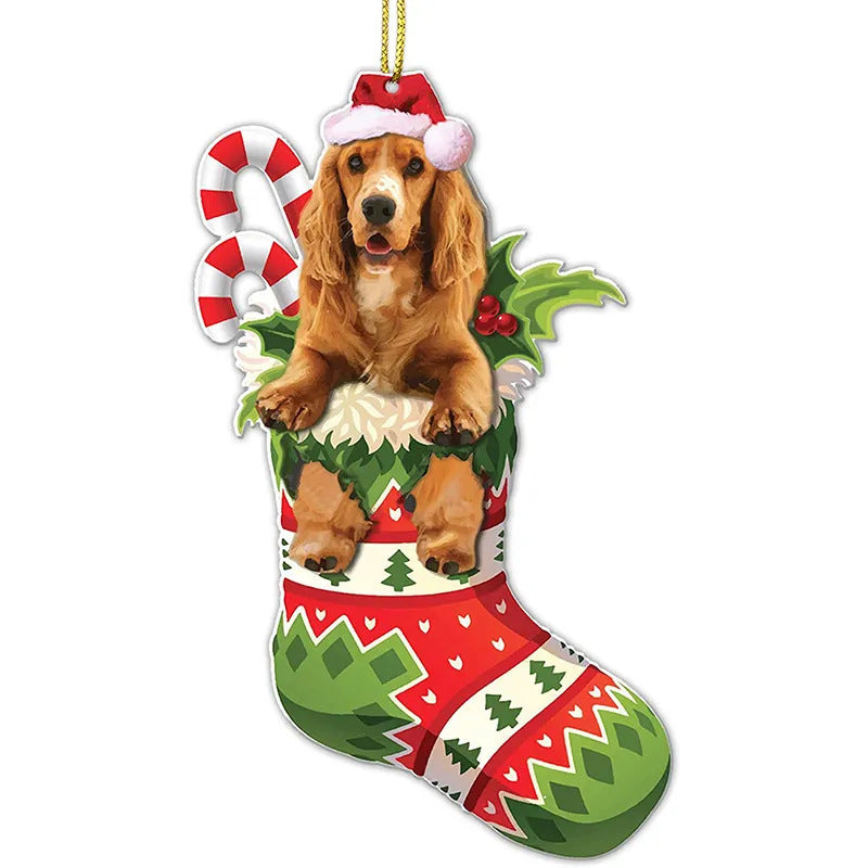 Christmas Stockings Christmas Tree Decorative Socks Dog Pendant Creative