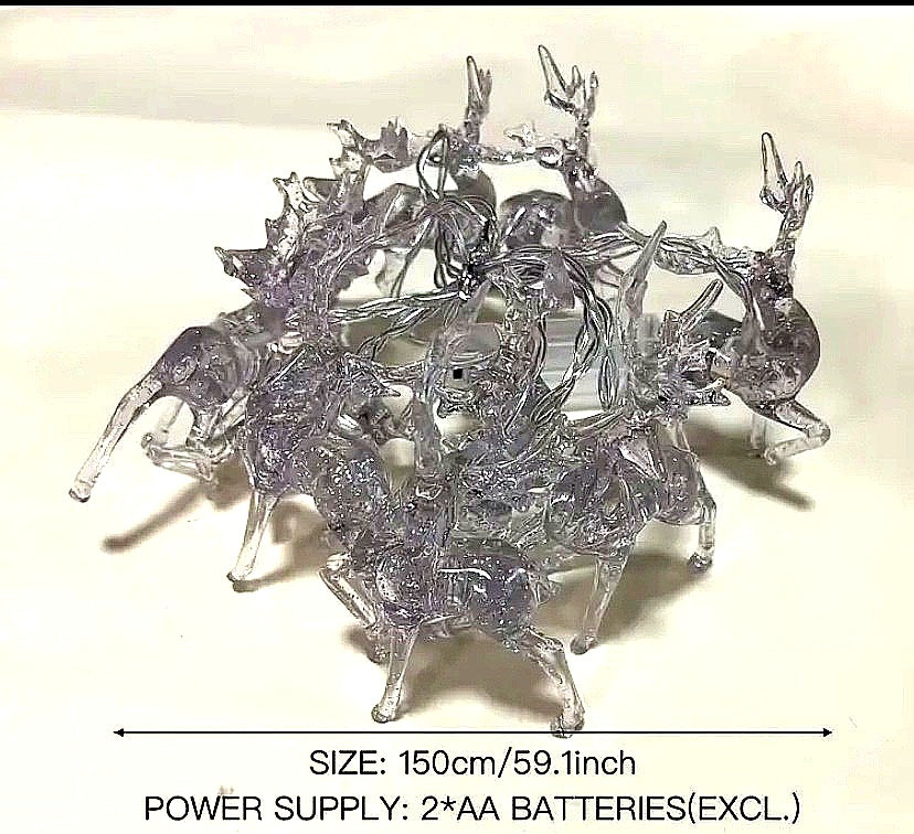 LED Crystal Reindeer String Lights (Warm Glow)