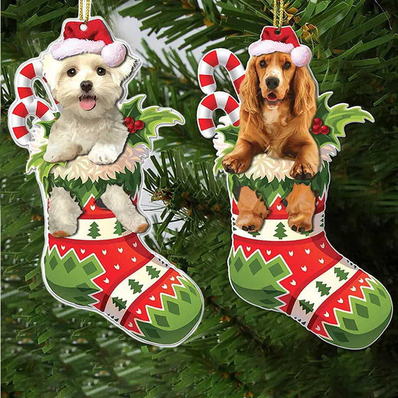 Christmas Stockings Christmas Tree Decorative Socks Dog Pendant Creative