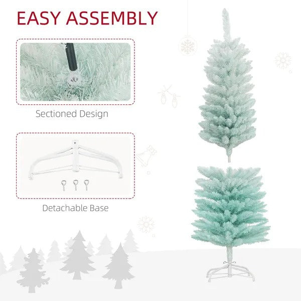 5ft Pencil Christmas Trees, Skinny Artificial Christmas Tree For Xmas Holiday Decor, Gradient Blue
