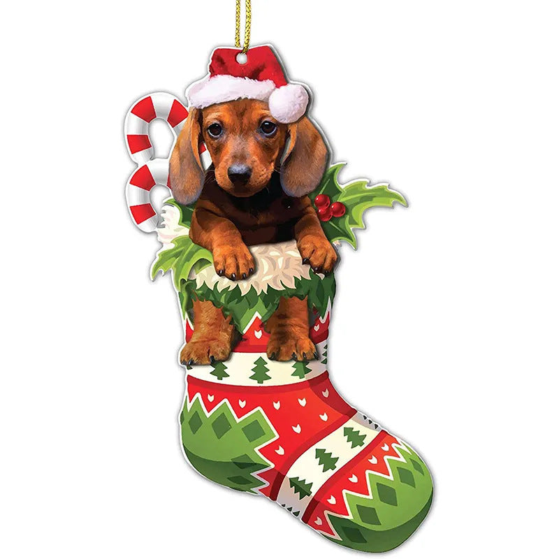 Christmas Stockings Christmas Tree Decorative Socks Dog Pendant Creative