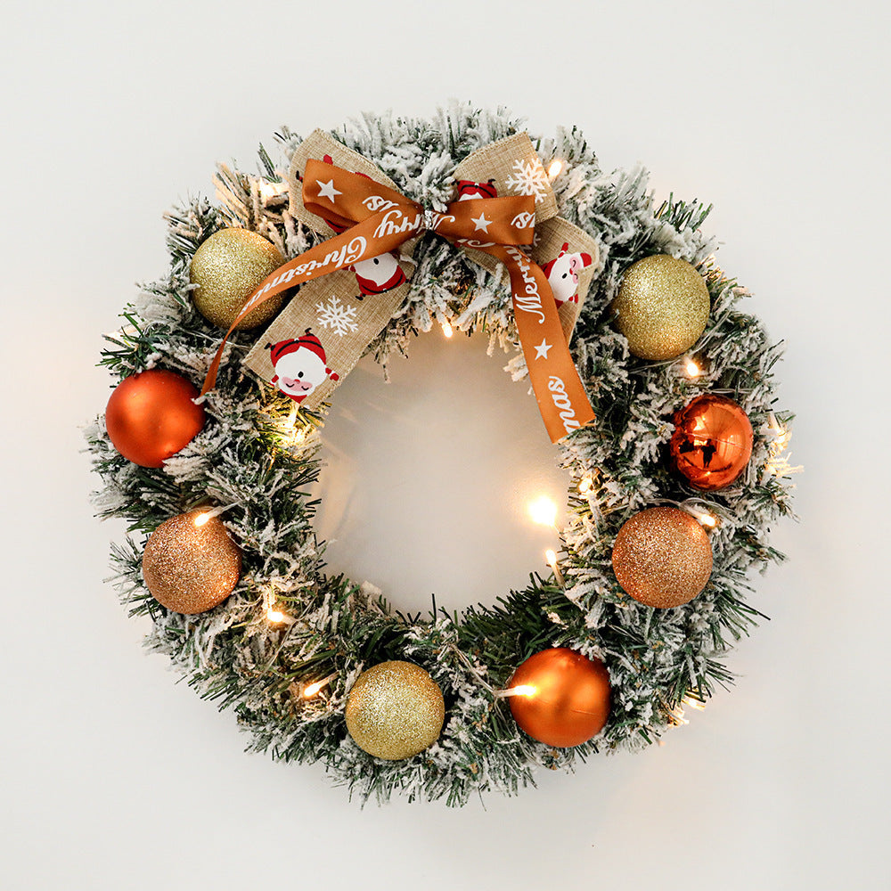 60cm Christmas Wreath With Glitter Balls & LED Lights - Festive Holiday Decor