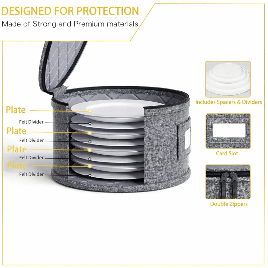 6 - Piece Premium Dish & Mug Storage Organizer Set – Padded Protection with Dividers - Glowonlite - Glowonlite