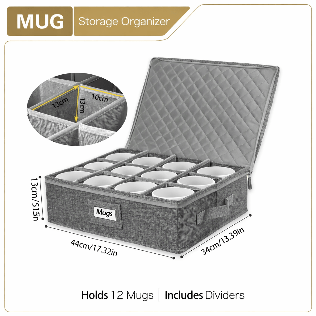 6 - Piece Premium Dish & Mug Storage Organizer Set – Padded Protection with Dividers - Glowonlite - Glowonlite