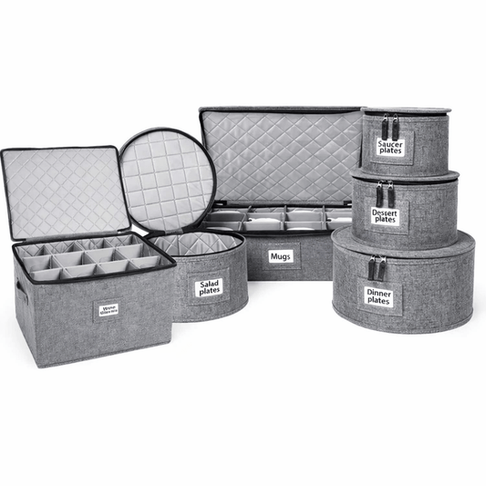 6 - Piece Premium Dish & Mug Storage Organizer Set – Padded Protection with Dividers - Glowonlite - Glowonlite