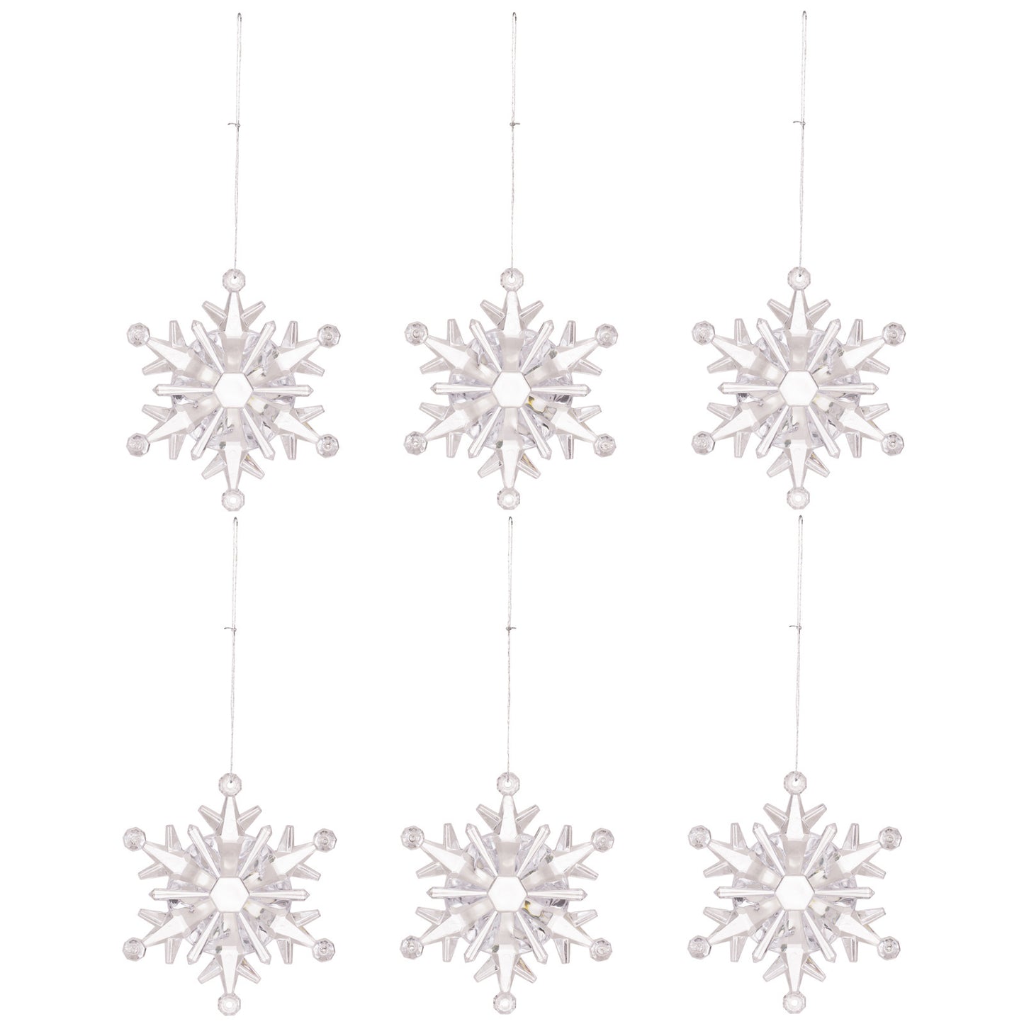 6pc Transparent Snowflake Pendant