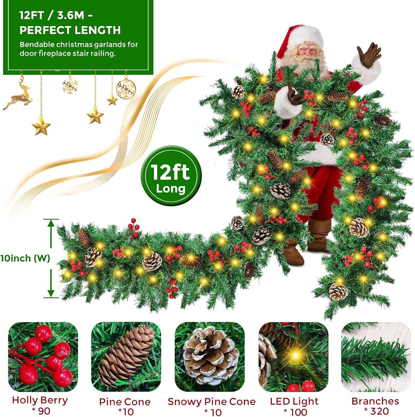 Christmas Garland With Assorted Decor