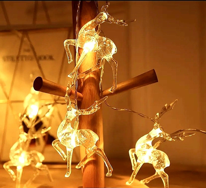 LED Crystal Reindeer String Lights (Warm Glow)