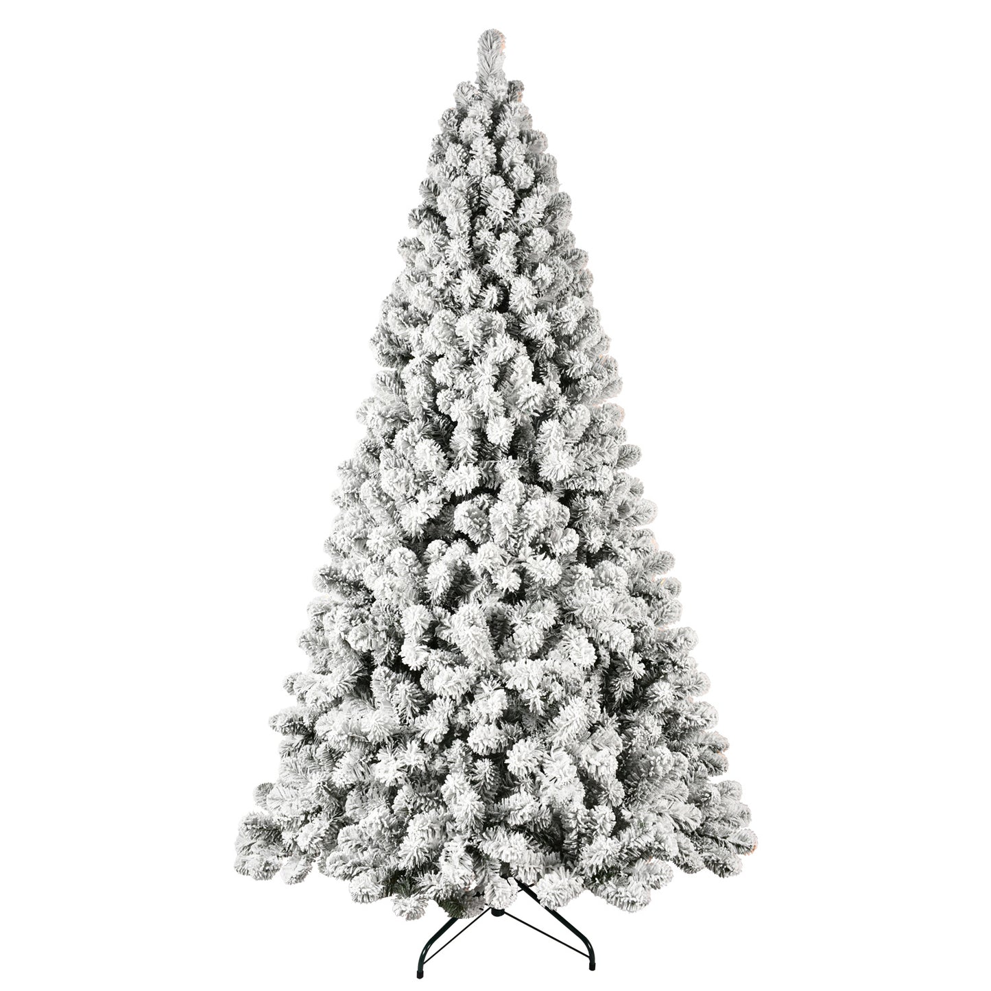 5ft 6ft 8ft 9ft Pre-Lit Flocked Christmas Tree Hinged Artificial Xmas Trees Premium PVC Branches With Lights
