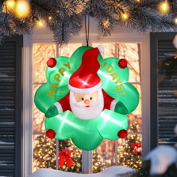 Window Santa Claus Wreath, 5 LED lights