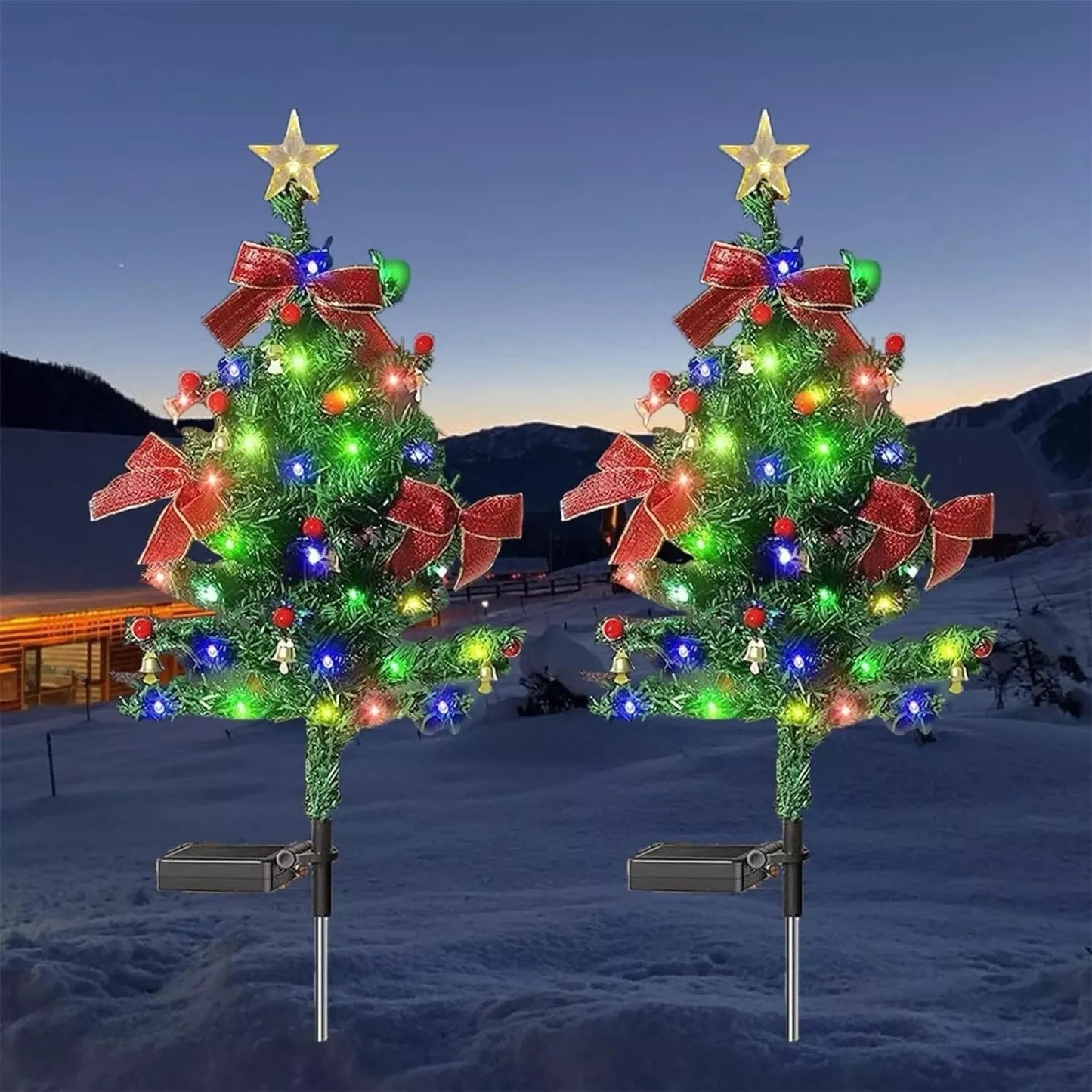 Solar Holiday Tree Pathway Decorations