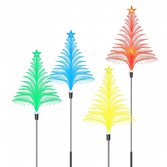 GlowWave Fiber Optic Christmas Tree Stakes (4-Pack)