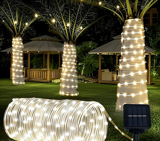 Solar Powered Weather-Proof LED Rope Lights – Outdoor Garden & Patio Lighting