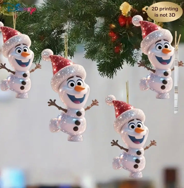 ✨ Olaf Christmas Tree Hanging Ornaments – 2D Glitter Holiday Decoration