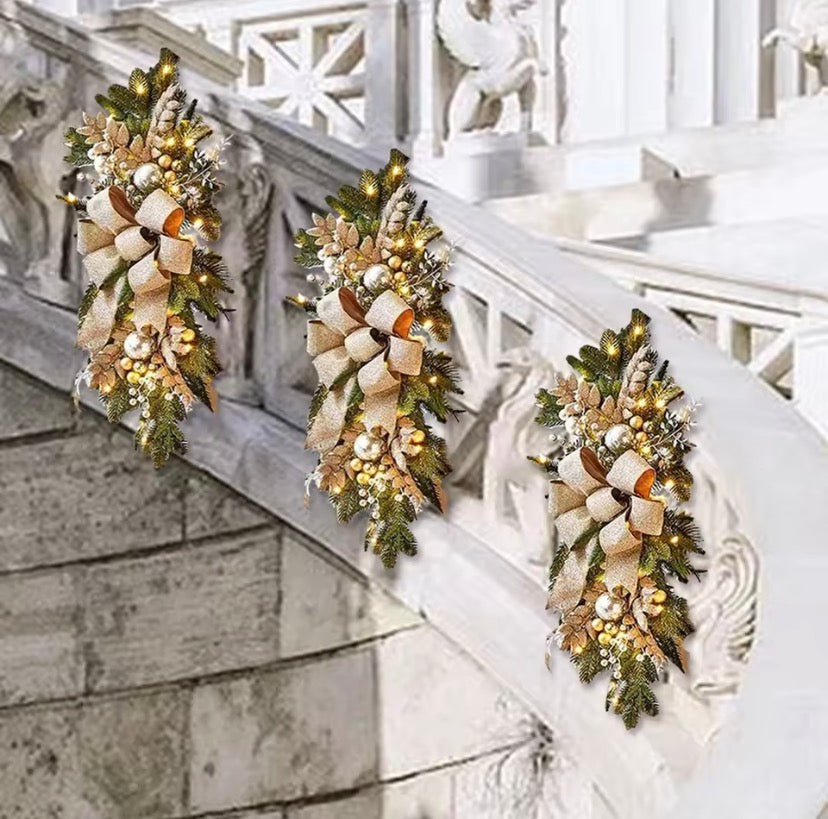 Luxury Gold & Champagne Christmas Swag With LED Lights