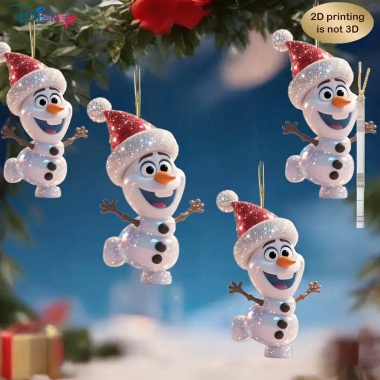 ✨ Olaf Christmas Tree Hanging Ornaments – 2D Glitter Holiday Decoration