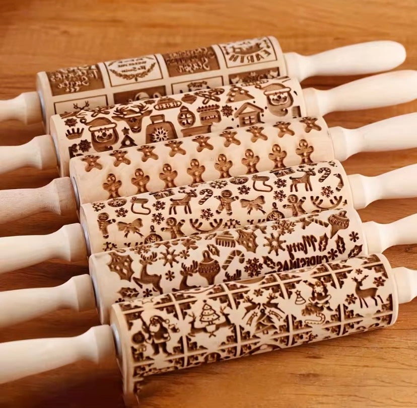 Christmas Embossing Rolling Pin
