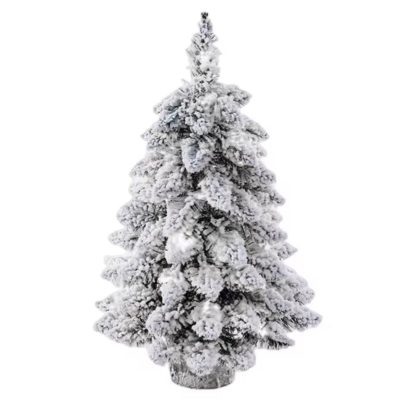 Snow Flocked Tabletop Christmas Tree (With Lights)