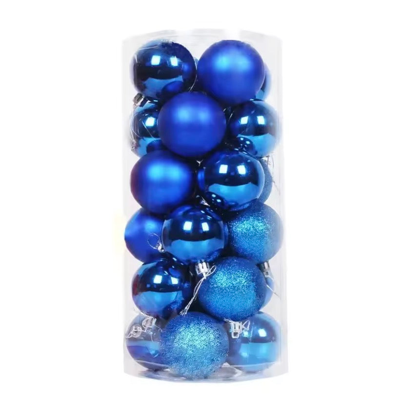 24-Piece Premium Bauble Ornament Set – Luxury Glass Finish Holiday Tree Decor