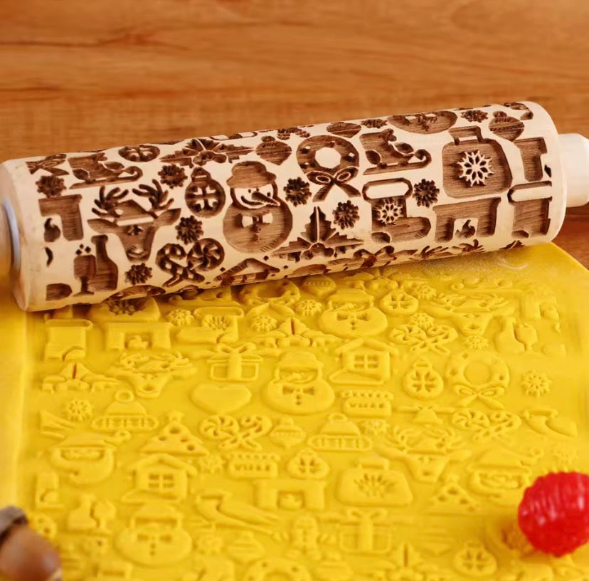 Christmas Embossing Rolling Pin