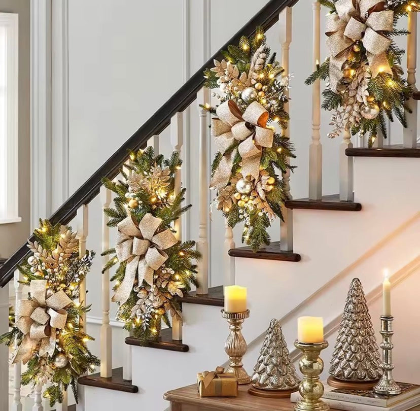 Luxury Gold & Champagne Christmas Swag With LED Lights