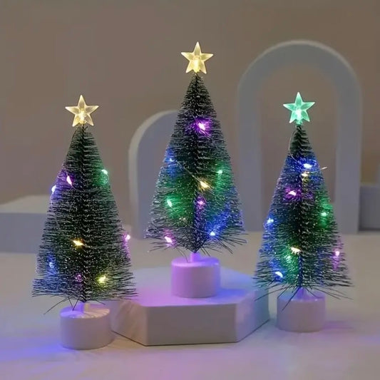 LED Star-Topped Bottle Brush Christmas Tree (17cm)