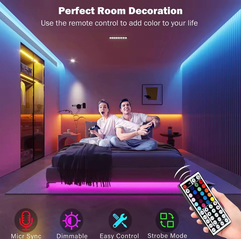 RGB LED Strip Lights with Remote & App Control – 5m / 10m / 20m / 30m