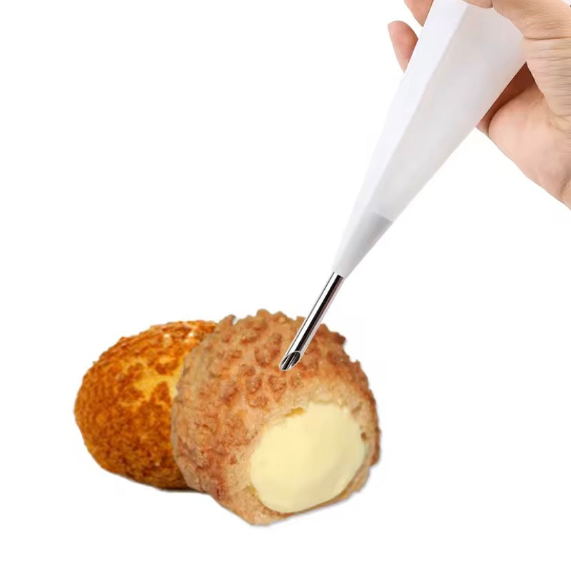 Cake Decorating Kit with Reusable Piping Bags, Stainless Steel Nozzles & Scraper Tools.