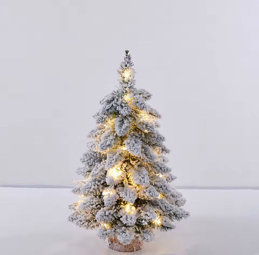 Snow Flocked Tabletop Christmas Tree (With Lights)