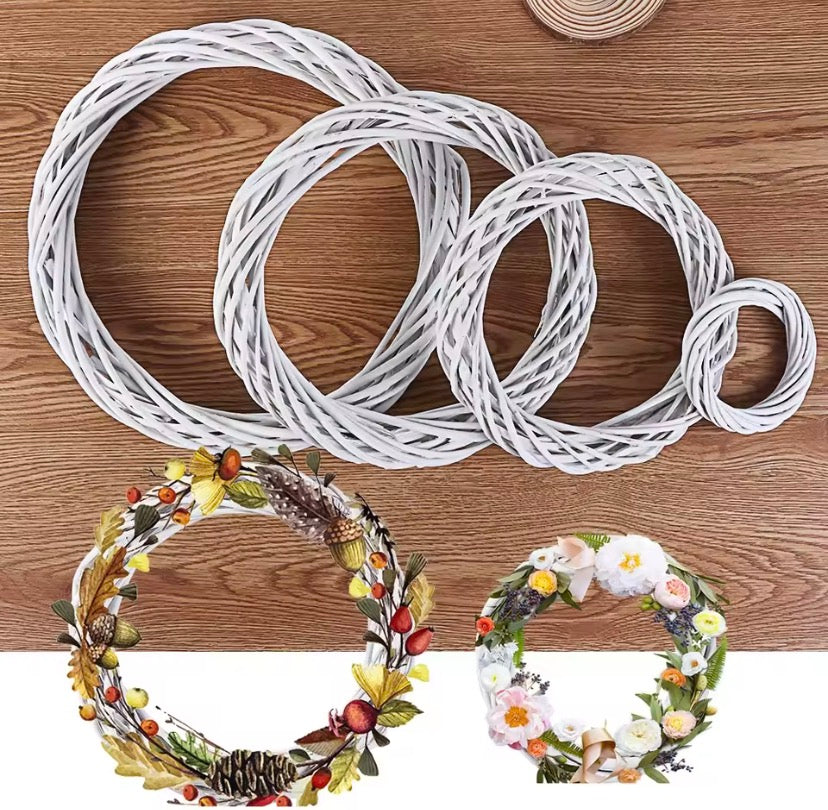 White Rattan Wreath Rings – DIY Floral & Seasonal Decoration Set