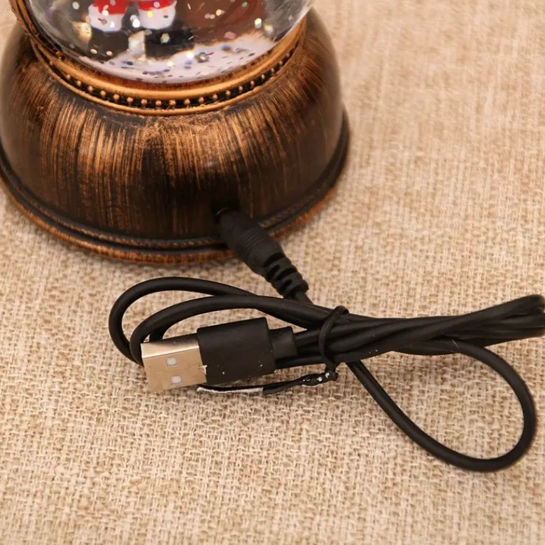 Antique Christmas snow lantern with Rotating Glitter & Warm LED Light