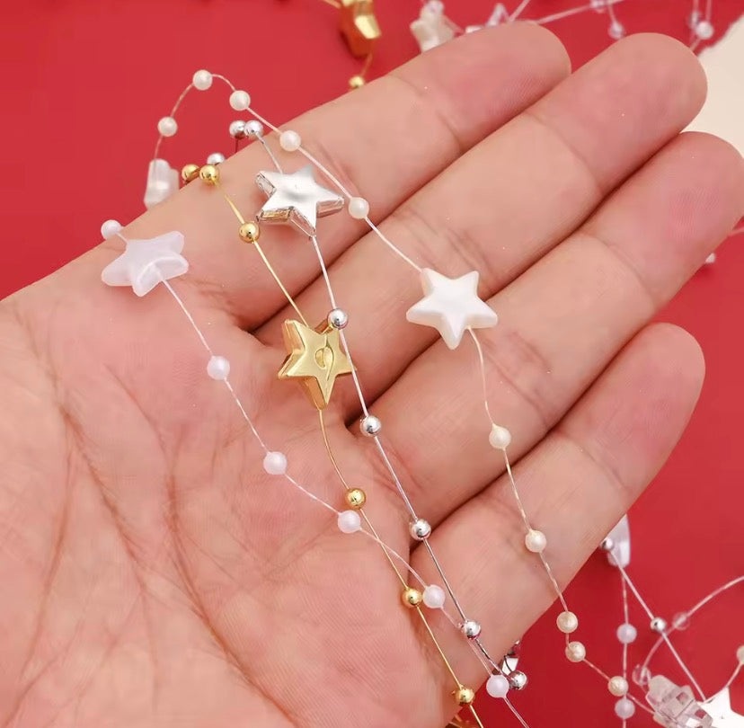 Christmas Star Garland Ribbon Roll – Decorative Craft & Tree Trim Ribbon