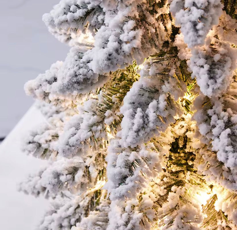 Snow Flocked Tabletop Christmas Tree (With Lights)