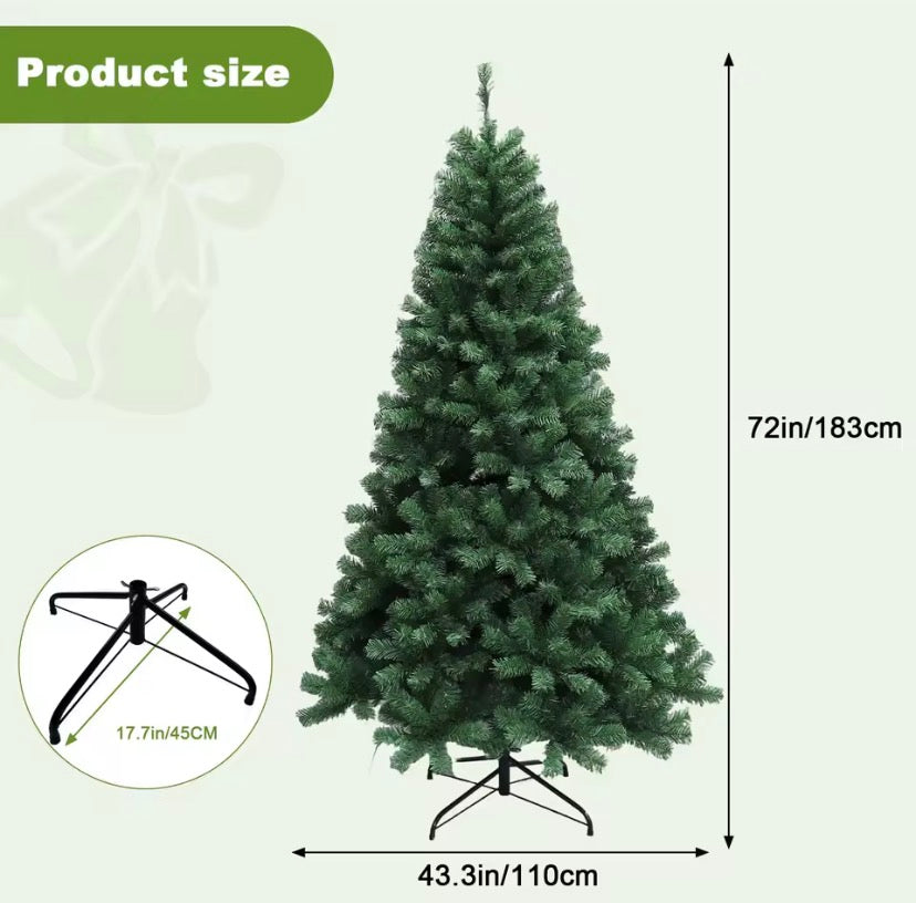 Deluxe 7ft Green Christmas Tree with Metal Stand