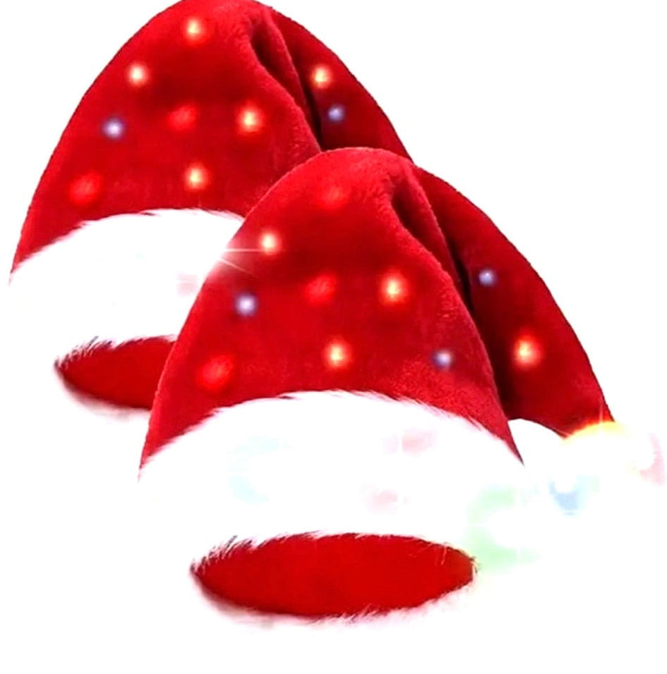 Festive LED Light-Up Santa Claus Hat