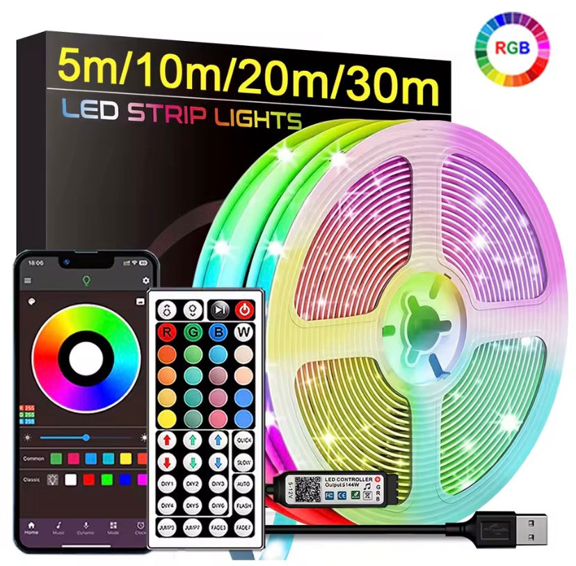 RGB LED Strip Lights with Remote & App Control – 5m / 10m / 20m / 30m