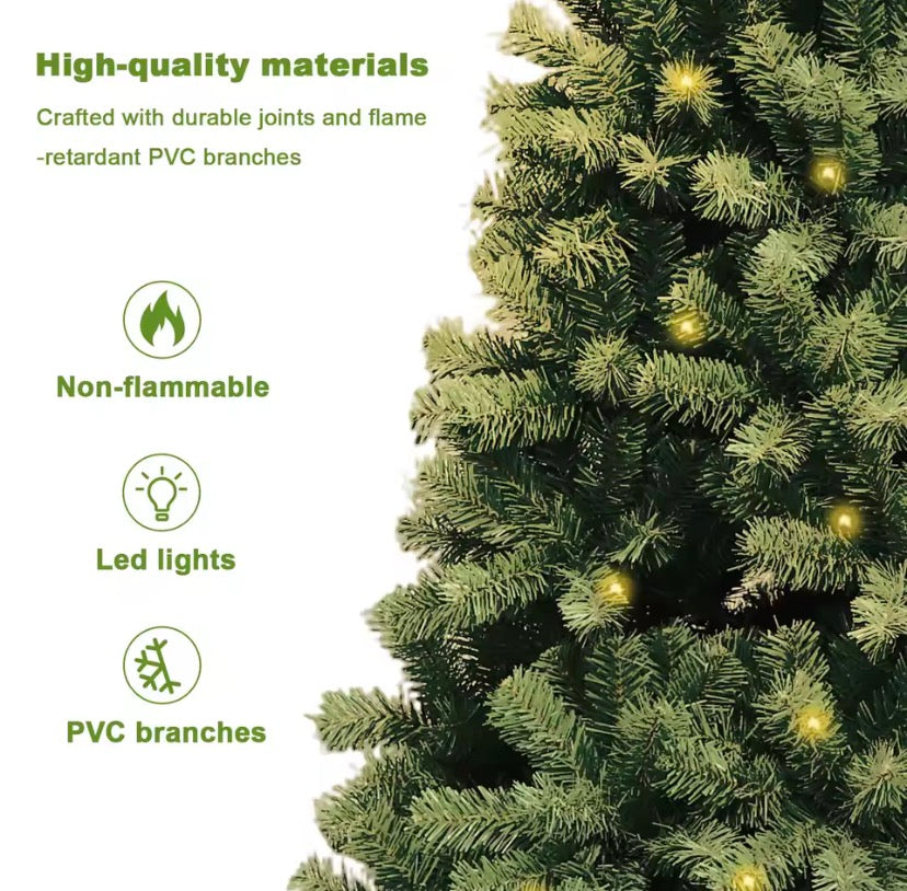 Deluxe 7ft Green Christmas Tree with Metal Stand