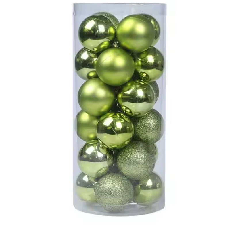24-Piece Premium Bauble Ornament Set – Luxury Glass Finish Holiday Tree Decor